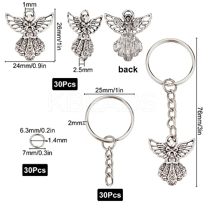 DIY Angel Charm Keychain Making Kits DIY-SC0019-04-1