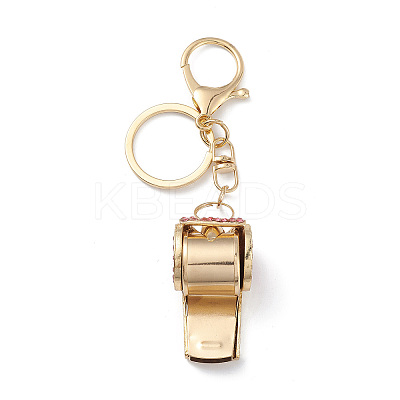 Shining Zinc Alloy Rhinestone Whistle Pendant Keychain LS-KEYC-O014-01G-03-1