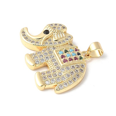 Brass Micro Pave Colorful Cubic Zirconia Pendants ZIRC-I071-01G-02-1