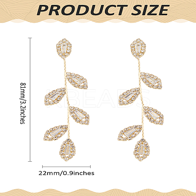 1 Pairs Clear Cubic Zirconia & Crystal Rhinestone Long Dangle Stud Earrings EJEW-LP0001-15-1