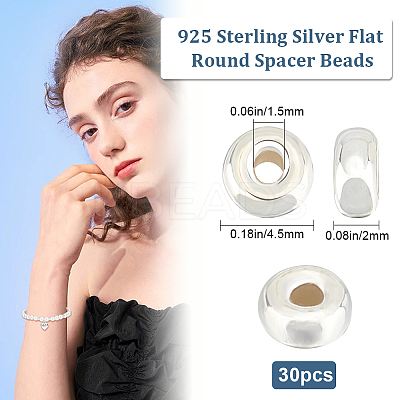 Flat Round 925 Sterling Silver Spacer Beads STER-BBC0005-56B-S-1