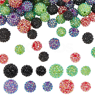 88Pcs 11 Style Resin Rhinestone Beads RESI-AR0001-40-1