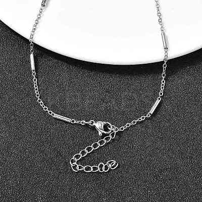 304 Stainless Steel Column Link Chain Necklaces for Women Men NJEW-A058-01P-1