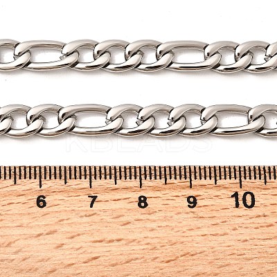 7MM 304 Stainless Steel Figaro Chain Necklaces for Women Men NJEW-B134-04B-P-1
