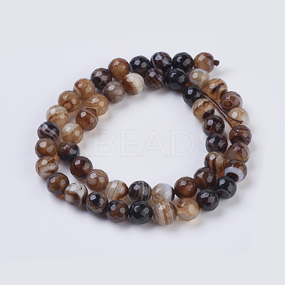 Natural Striped Agate/Banded Agate Beads Strands G-G581-8mm-11-1