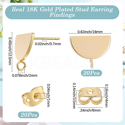 20Pcs Brass Stud Earring Findings KK-BBC0027-55-1