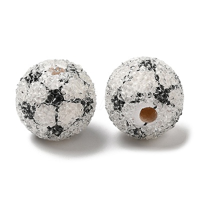 Spray Painted Wood European Beads with Rhinestone RESI-C038-03E-1