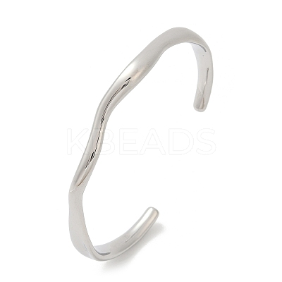 304 Stainless Steel Open Cuff Bangles for Women BJEW-R019-03P-01-1