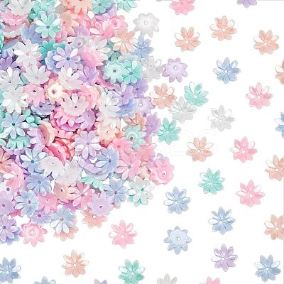 300Pcs 6 Colors Resin Imitation Pearl Bead Caps RESI-NB0001-91-1