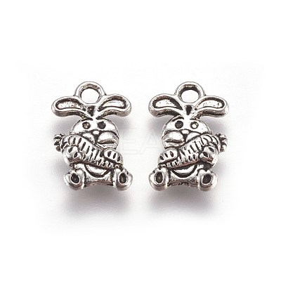 Tibetan Style Rabbit Alloy Charms TIBEP-A14170-AS-RS-1
