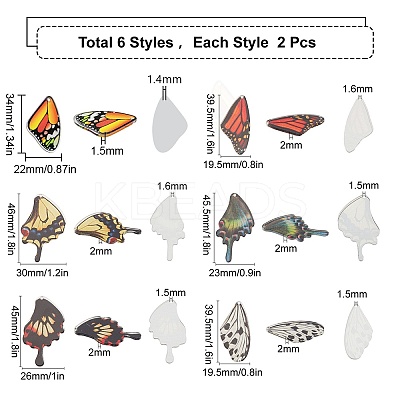 12Pcs 6 Style Acrylic Pendants FIND-SC0002-50-1