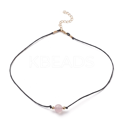 Natural Rose Quartz Beaded Necklaces NJEW-JN03099-03-1