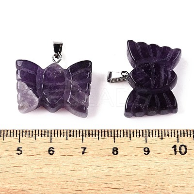Natural Amethyst Carved Butterfly Pendants G-N342-01D-1
