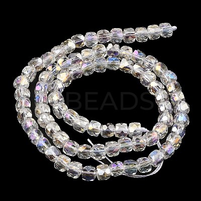 Electroplate Transparent Glass Beads Strands GLAA-C029-03B-1
