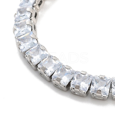 Brass Pave Clear Cubic Zirconia Square Link Bracelets BJEW-B094-09P-1