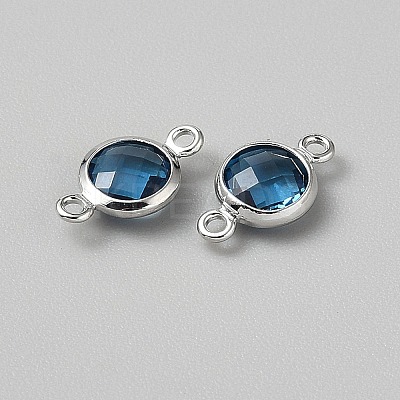 Faceted Glass Connector Charms GLAA-WH0031-48L-1-1