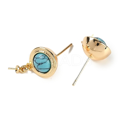 Synthetic Turquoise Stud Earring Findings KK-P283-04G-1