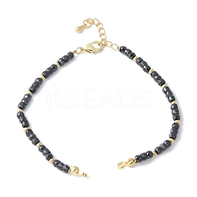 Faceted Rondelle Cubic Zirconia Beaded Bracelet Making KK-F892-26G-1
