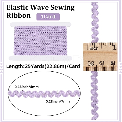 25 Yards Polyester Elastic Wavy Fringe Trim Ribbon SRIB-GF0001-40B-1
