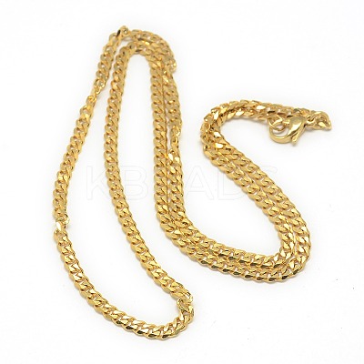 Trendy Men's 201 Stainless Steel Curb Chain Necklaces X-NJEW-L043A-42G-1