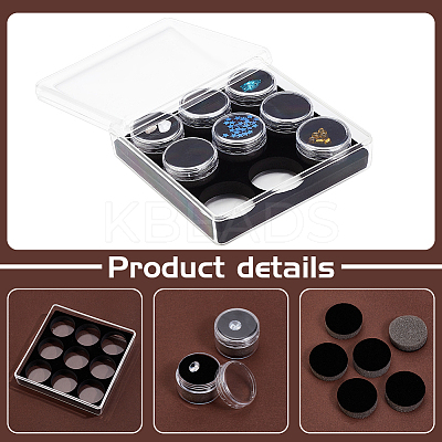 9 Slots Mini Round Plastic Jewelry Screw Top Bead Jars Sets with Velvet Inside AJEW-WH0472-42B-1