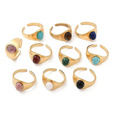 304 Stainless Steel Open Cuff Rings RJEW-Z078-19G-1