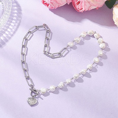 201 Stainless Steel Thank You Heart Pendant Necklaces NJEW-JN05704-1