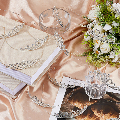 12Pcs 12 Styles Alloy Rhinestone Hair Bands OHAR-HS0001-05-1