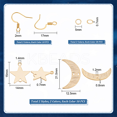 DIY Moon & Star Dangle Earring Making Kit DIY-UN0004-31-1