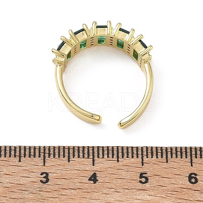 Brass Micro Pave Cubic Zirconia Cuff Open Rings for Women RJEW-L343-16G-03-1