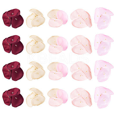 20Pcs 5 Style Silk Artificial Rose Flower Pendants PALLOY-TA00198-1
