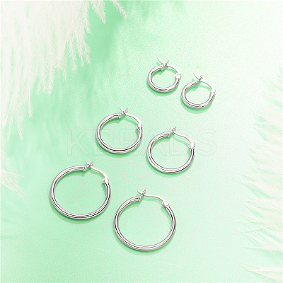 Rhodium Plated 925 Sterling Silver Hoop Earrings JE835A-01-1