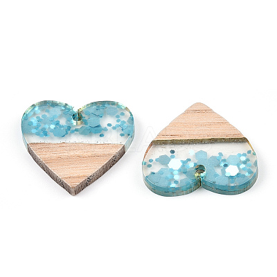 Transparent Resin & White Wood Pendants RESI-N039-55-1