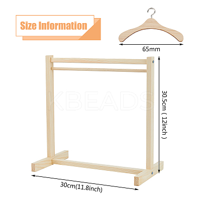 16Pcs 2 Style Wooden Doll Clothes Hangers DOLL-FG0001-03-1