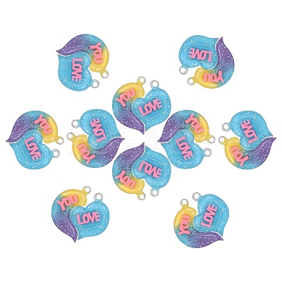 10 Sets Gradient Color Opaque Resin Pendants RESI-SZ0001-91B-1