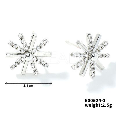 French Style Sunflower Stud Earrings with Rhinestones YY5133-1-1