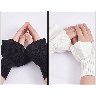 2 Pairs 2 Colors Cotton Knit Rib Sleeve Cuff AJEW-FG0003-95-1