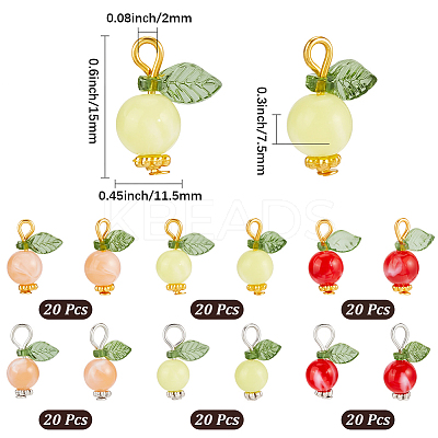 120Pcs 6 Styles Acrylic Pendants PALLOY-BM00011-1