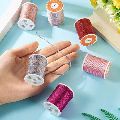 6Rolls 6 Colors Polyester Metallic Thread OCOR-TA0002-82A-1