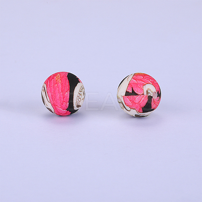 Printed Round Silicone Focal Beads SI-JX0056A-64-1