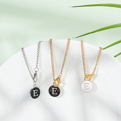 Flat Round with Letter Alloy Enamel Wine Glass Charms AJEW-AB00184-05-1
