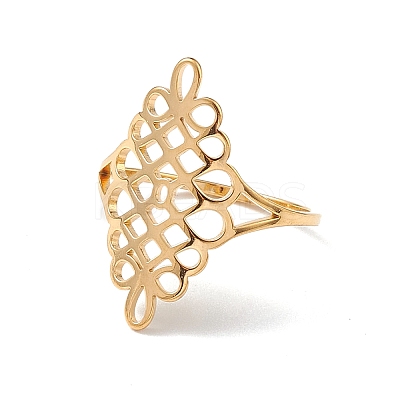 Hollow Out Chinese Knot 304 Stainless Steel Finger Ring for Women LS-RJEW-E073-09G-1