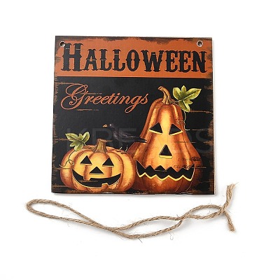 Halloween Wooden Door Hanging Welcome Sign Board HJEW-Z002-01A-1