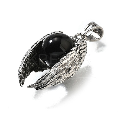 Natural Obsidian Round Pendants G-K339-03AS-07-1