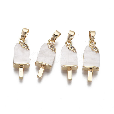 Brass Clear Cubic Zirconia Pendants KK-N233-033-NF-1