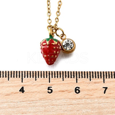304 Stainless Steel Red Enamel Pendant Necklaces for Women NJEW-U043-02B-G-1