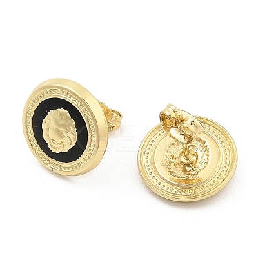 PVD Vacuum Plating Golden 304 Stainless Steel Stud Earrings for Women EJEW-Z068-12G-1