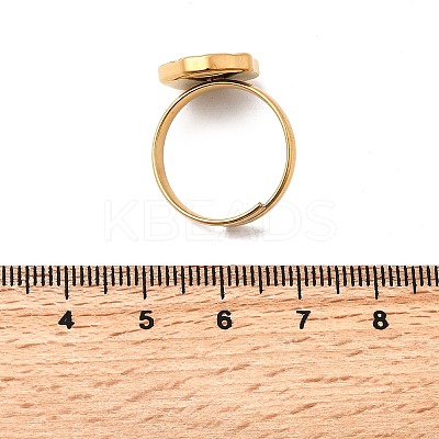 304 Stainless Steel Finger Rings with Shell for Women RJEW-A075-01G-1