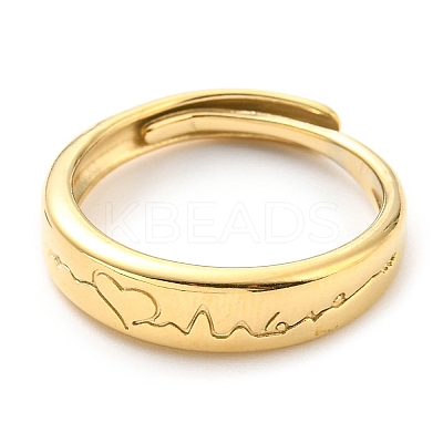 304 Stainless Steel Heart Beat Adjustable Ring for Women RJEW-C016-25G-1