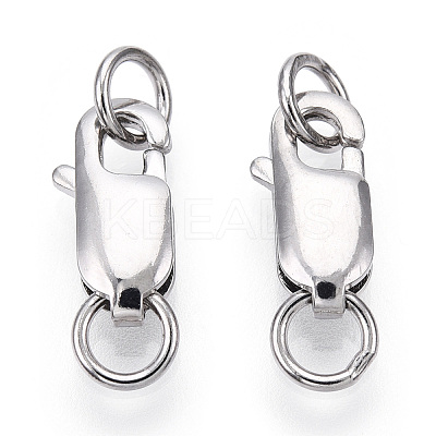 Rhodium Plated 925 Sterling Silver Lobster Claw Clasps STER-T004-84P-1